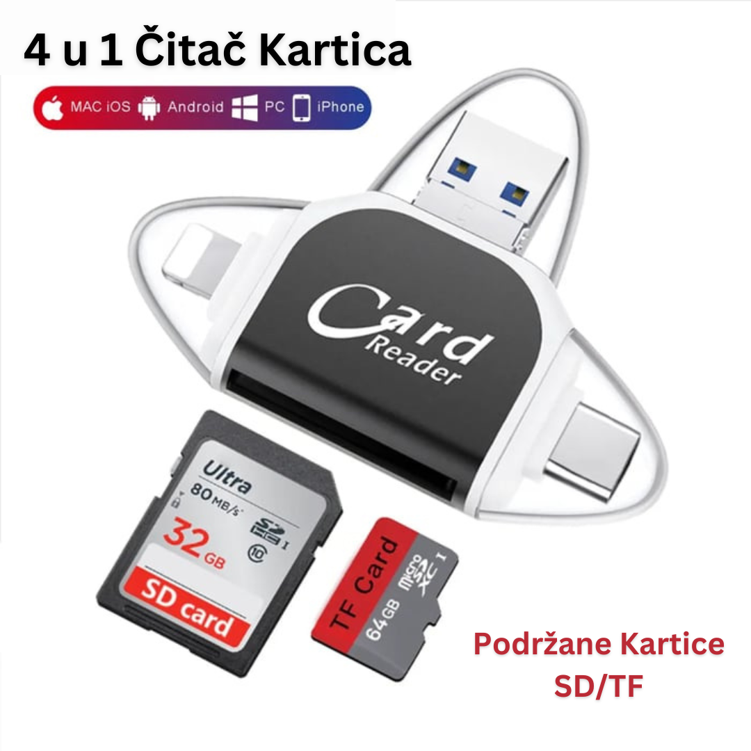 4u1 Univerzalni SD TF čitač kartica