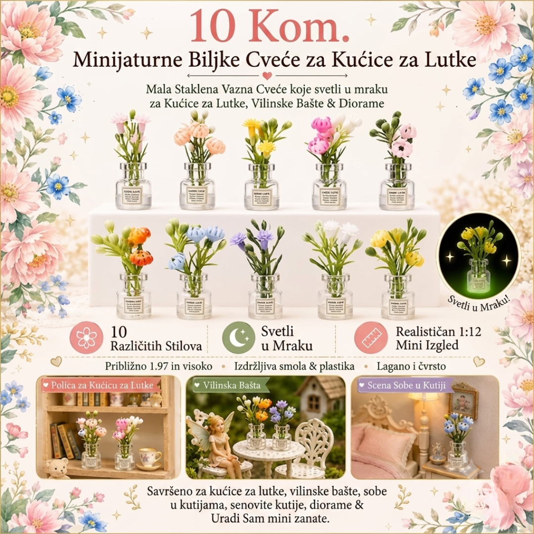 DollFlowers™ – Buket Cvijeća za Lutke (Set od 10 Komada)