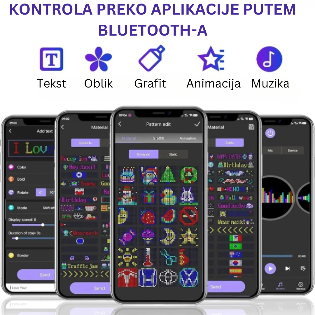 Ultra-tanak Fleksibilni Bluetooth LED Ekran