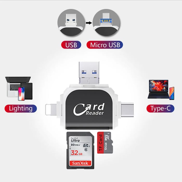 4u1 Univerzalni SD TF čitač kartica