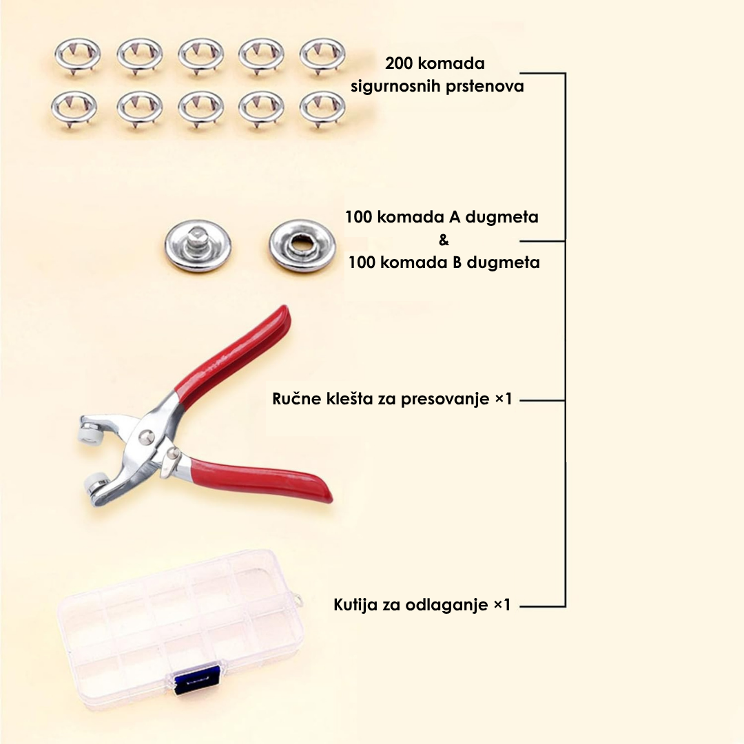 Kliješta za Pričvršćivanje Dugmadi + 100 Nitni Gratis