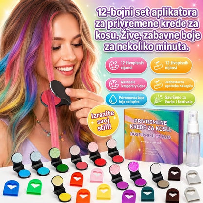 ColorSwipe™ – Krede Za Kosu Za Djevojčice (Set od 12 Boja)
