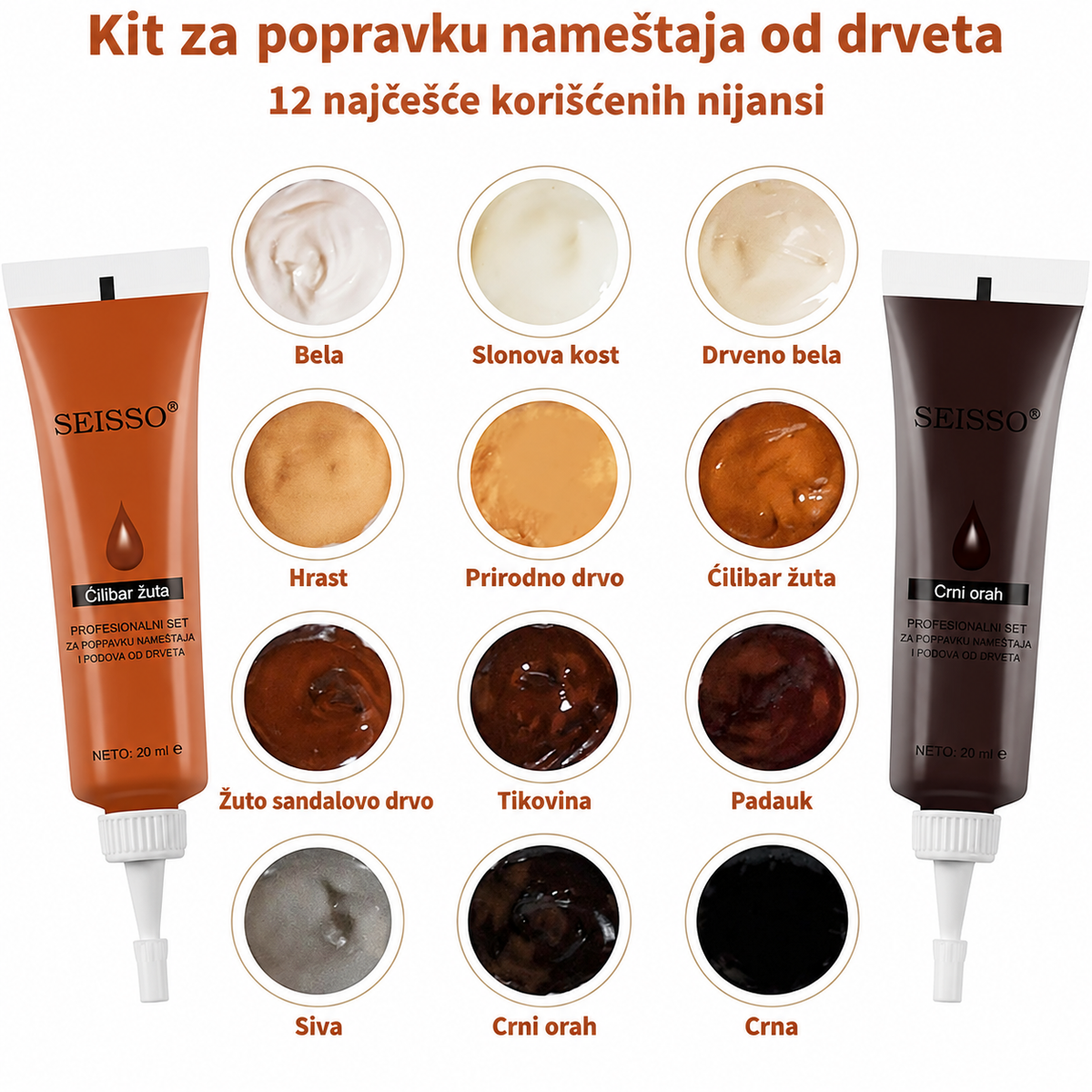LeatherRevive™ – Set Za Popravku Namještaja Od Drveta (Set od 12 Nijansi)