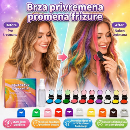 ColorSwipe™ – Krede Za Kosu Za Djevojčice (Set od 12 Boja)